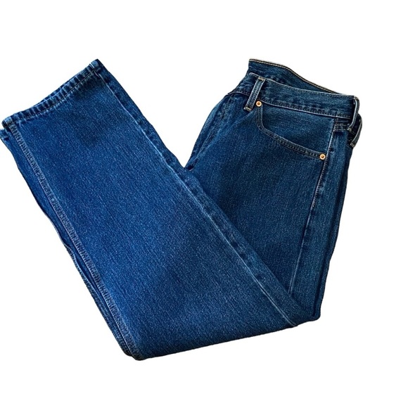 Levis 505 Regular Fit Straight Blue Denim Jeans 36x30 - Picture 1 of 10